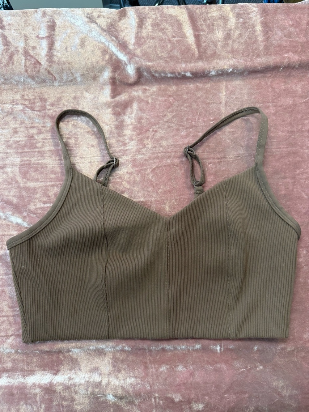 aerie Ribbed Brown Cropped Camisole Bralette